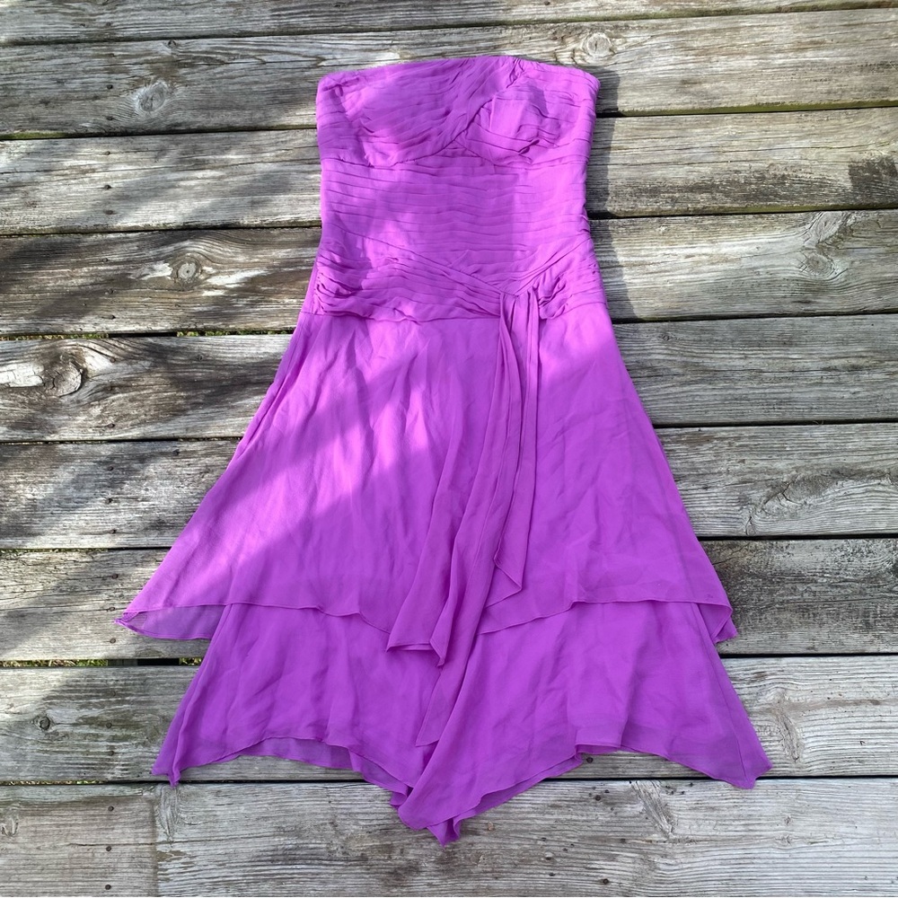 y2k Purple Strapless Waterfall Hem Fairycore Midi Dress Size 8
